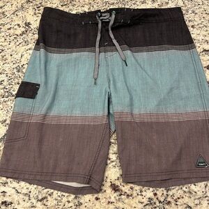 Trinity Men's Teal and Brown Board Shorts‎